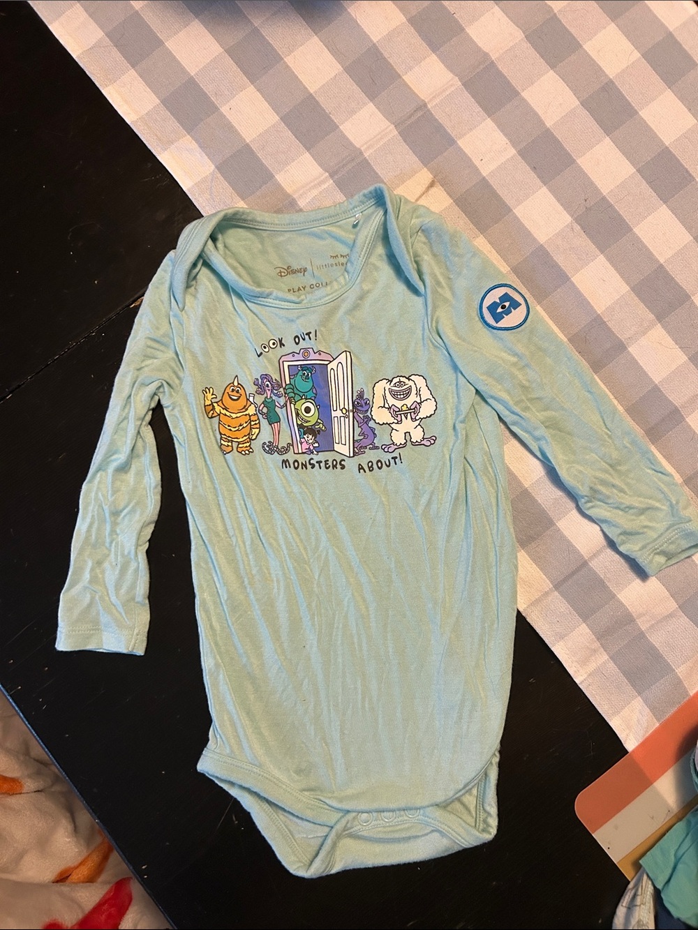 Disney Light Blue Monsters, Inc. Long-Sleeve Bodysuit Little Sleepies